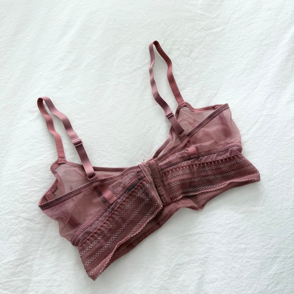 Else Bare Underwire Full Cup Longline Bra Rose Mauve Mesh 36D - Picture 3 of 5